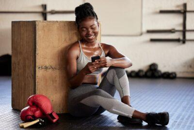 Woman Using App-Based Fitness Technology